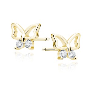 Cercei argint placati cu aur galben fluturasi cu pietre DiAmanti Z1977EG_W-DIA (Argint 925‰ 0,75 g.)